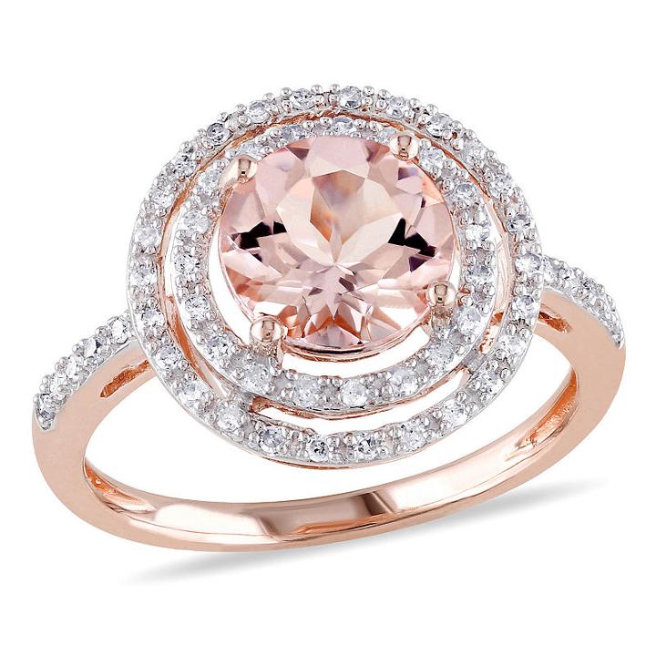 Womens 1/4 Ct. T.w. Genuine Pink Morganite 10k Gold Cocktail Ring