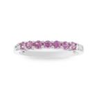 Womens Diamond Accent Round Pink Sapphire 10k Gold Stackable Ring