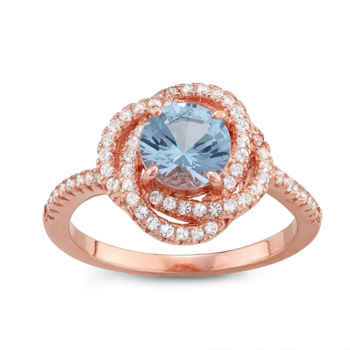 Womens Lab Created Blue Aquamarine 14k Gold Over Silver Cocktail Ring