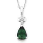 Lab-created Emerald & Lab-created White Sapphire Pendant Necklace