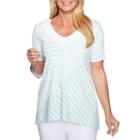 Alfred Dunner Day Dreamer Short Sleeve Scoop Neck Stripe T-shirt-womens