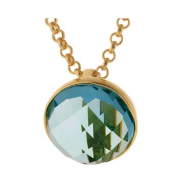 Athra Aqua Glass Stone Half Dome Pendant Necklace