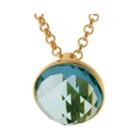 Athra Aqua Glass Stone Half Dome Pendant Necklace