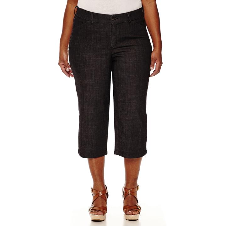 Liz Claiborne Secretly Slender Denim Cropped Pants - Plus