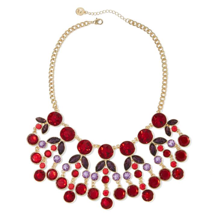 Liz Claiborne Red Gold-tone Statement Necklace