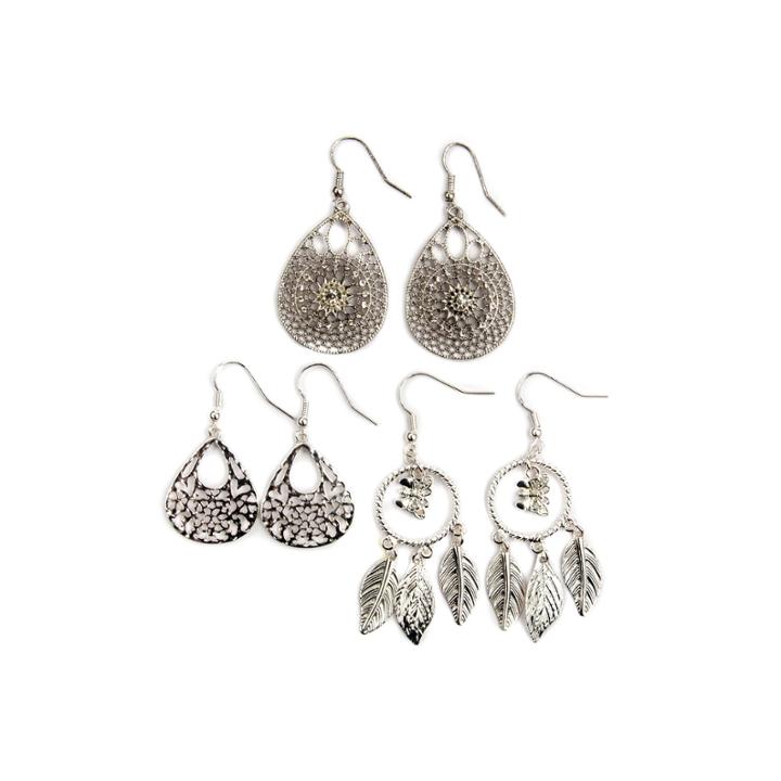 Arizona Openwork Teardrop Stone 3-pr. Earring Set