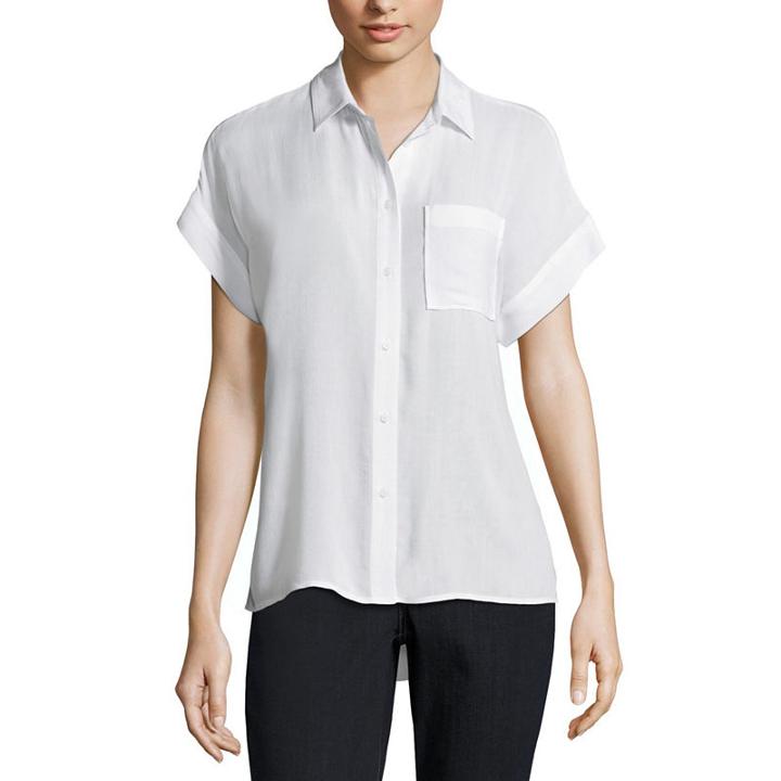 A.n.a Short Sleeve Button-front Top