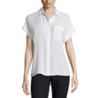 A.n.a Short Sleeve Button-front Top