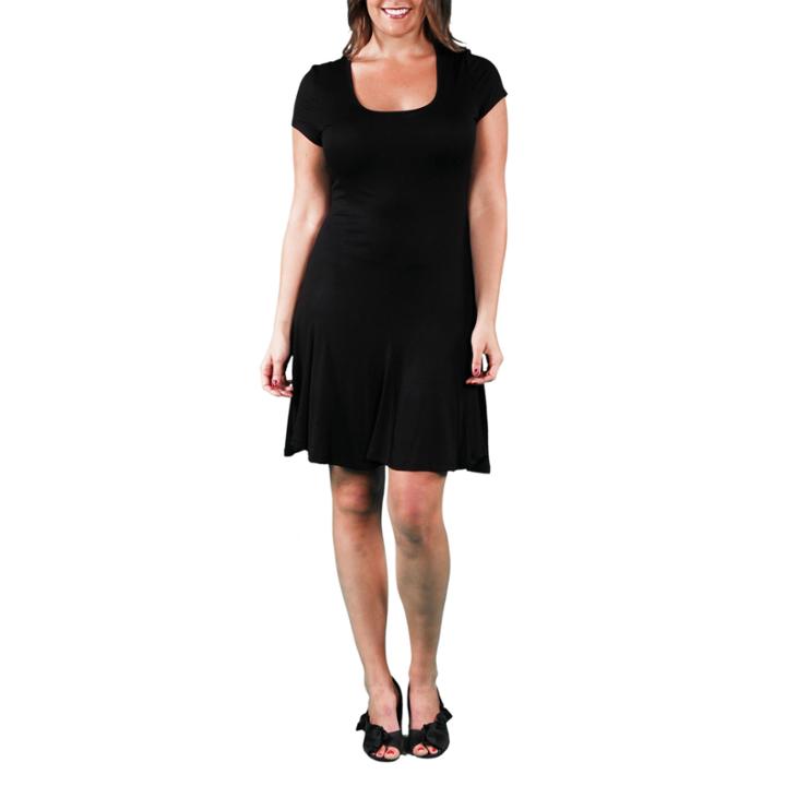 24/7 Comfort Apparel Short Sleeve Fit & Flare Dress-plus
