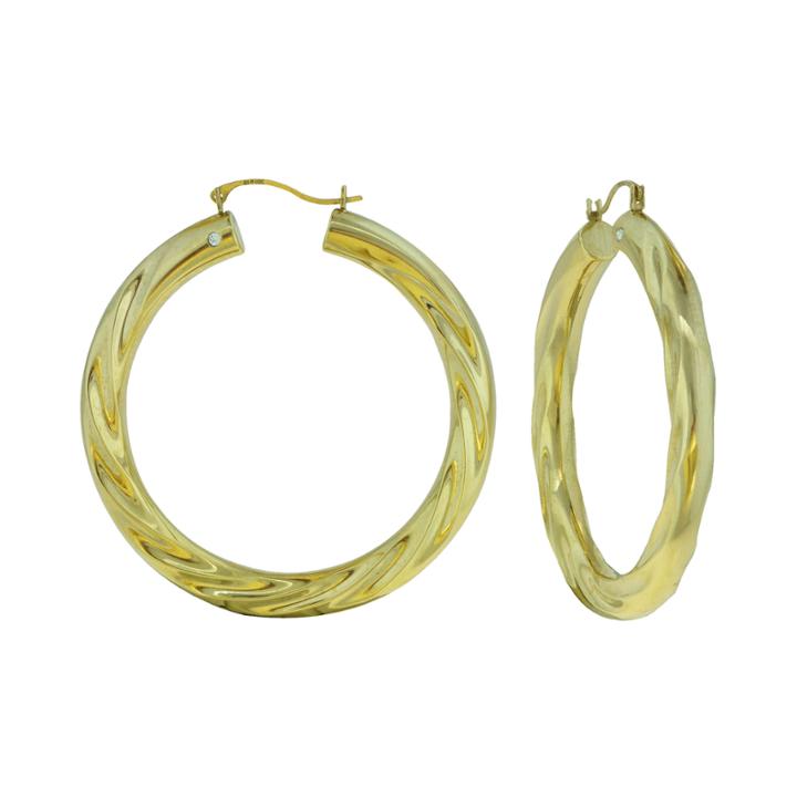 Prestige Gold&trade; 14k Yellow Gold Over Resin Twist Hoop Earrings