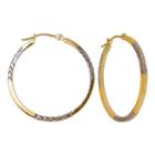 Diamond-cut Hoop Earrings 2-tone 10k Gold