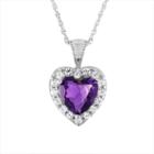 Womens Lab Created Purple Amethyst Heart Pendant Necklace