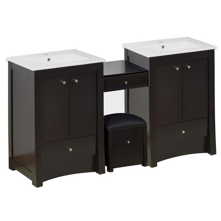 68.75-in. W Floor Mount Distressed Antique Walnutvanity Set For 1 Hole Drilling