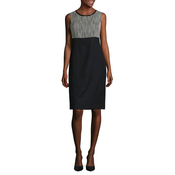 Black Label By Evan-picone Sleeveless Chevron Sheath Dress