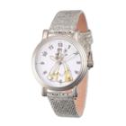 Disney Princess Belle Beauty And The Beast Womens Silver Tone Strap Watch-wds000238