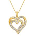 1/4 Ct. T.w. Diamond 14k Yellow Gold Over Sterling Silver Double-heart Pendant