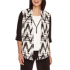Alfred Dunner Madison Park 3/4-sleeve Texture Layered Necklace Top