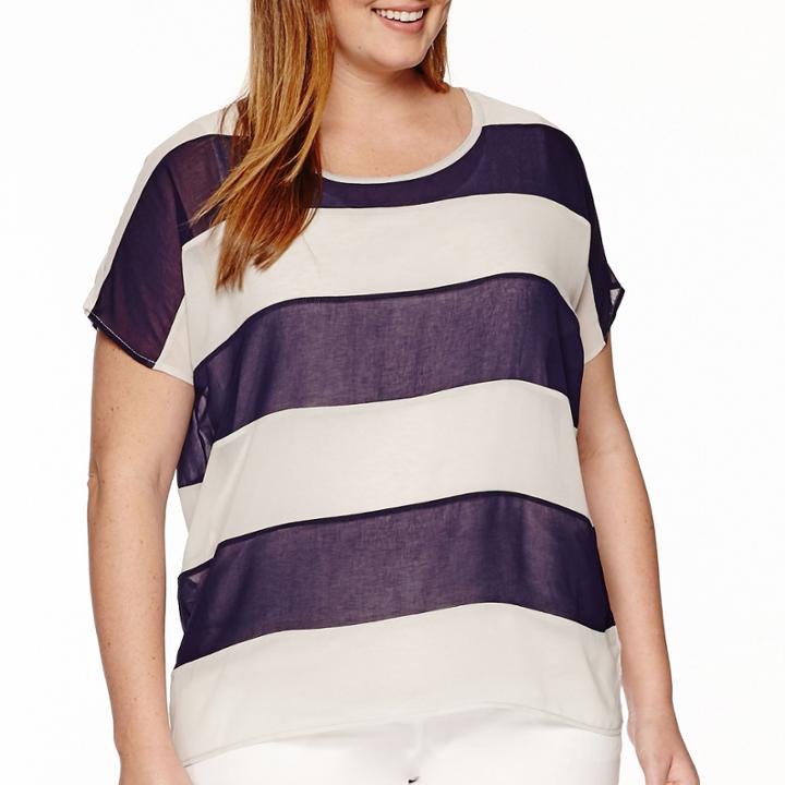 Worthington Short-sleeve Colorblock Layered Tee - Plus