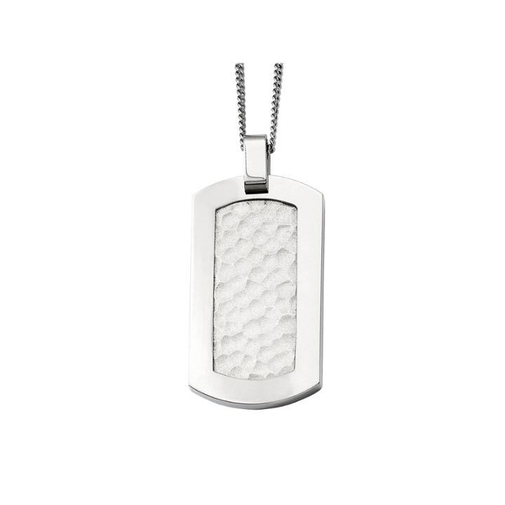 Mens Titanium Hammered Dog Tag Pendant