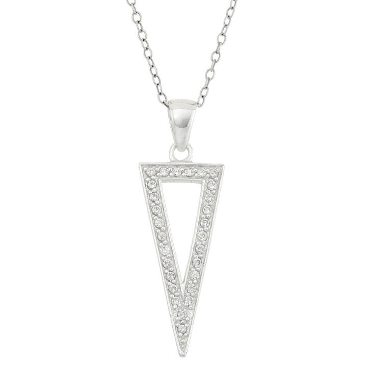 Womens 3/4 Ct. T.w. White Cubic Zirconia Sterling Silver Triangle Pendant Necklace