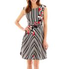Studio 1 Sleeveless Floral Striped Fit-and-flare Dress - Petite