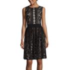 London Style Collection Sleeveless Lace Fit-and-flare Dress - Petite