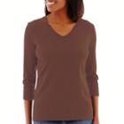 St. Johns Bay 3/4-sleeve Fitted Essential V-neck T-shirt