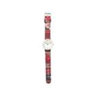 Olivia Pratt Womens Silver-tone Faux Mop Dial Red-grey Patterned Fabric Strap Watch 10352tr