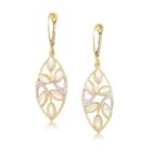 White Mother Of Pearl 10k Gold Drop Earrings