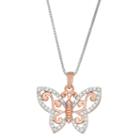 Womens 1/5 Ct. T.w. White Diamond Butterfly Pendant Necklace