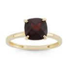Womens Garnet Red 10k Gold Square Cocktail Ring