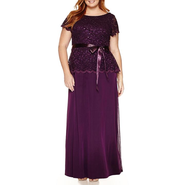 Blu Sage Short-sleeve Drape-back Gown