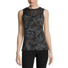 Worthington Sleeveless Crew Neck Geometric T-shirt-womens