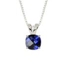 Lab-created Checkerboard Cut Blue Sapphire Sterling Silver Pendant Necklace