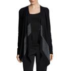 Liz Claiborne Long-sleeve Metallic-striped Waterfall Cardigan - Petite