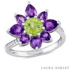 Laura Ashley Womens Green Peridot Sterling Silver Cocktail Ring