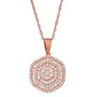 Womens Lab Created White Sapphire 14k Rose Gold Over Silver Round Pendant Necklace