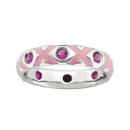 Personally Stackable Lab-created Ruby And Enamel Ring