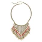 Mixit&trade; Orange Seed Bead Gold-tone Bohemian Statement Necklace