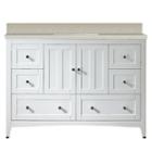 47.6-in. W Floor Mount White Vanity Set For 1 Holedrilling Beige Top Biscuit Um Sink