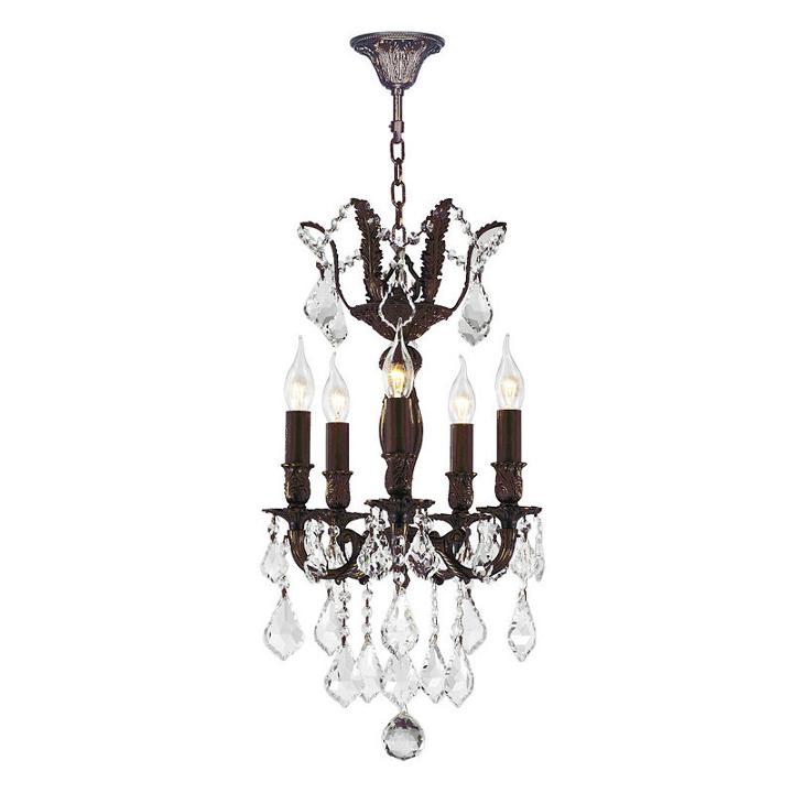 Versailles Collection 5 Light Flemish Brass Finishand Clear Crystal Chandelier