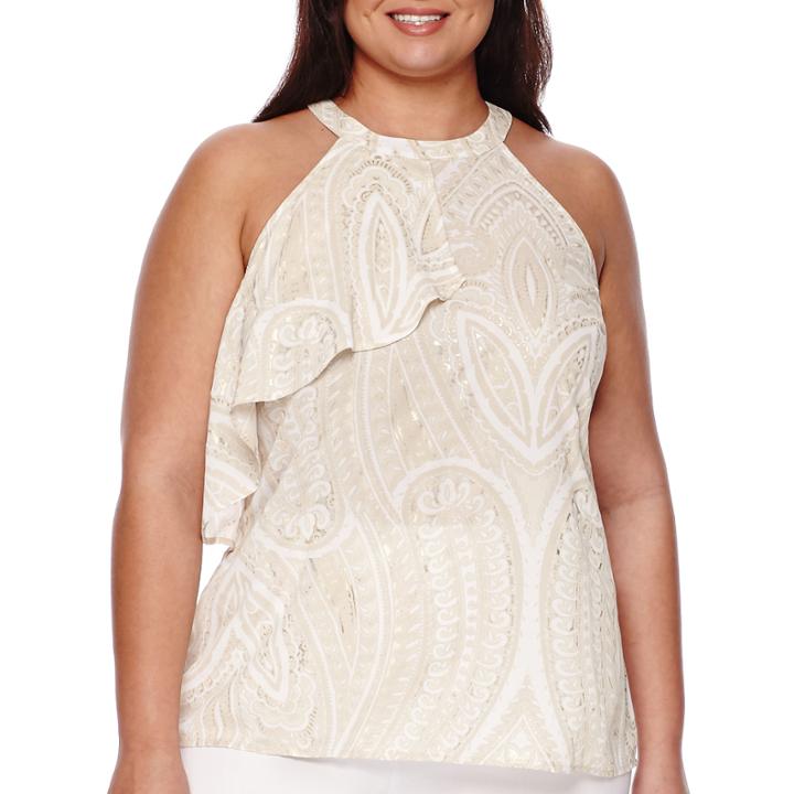 Worthington Halter Drape-front Blouse - Plus