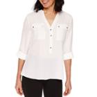 Sag Harbor 3/4 Sleeve Button-front Shirt