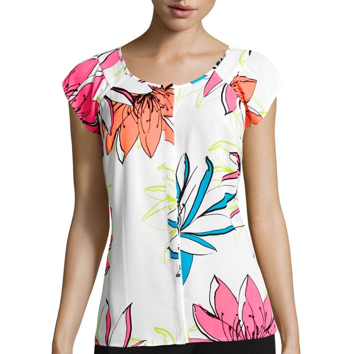 Worthington Short-sleeve Button-front Blouse