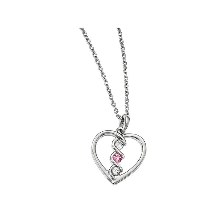 Survivor Collection Genuine Clear & Pink Swarovski Topaz Sterling Silver Heart Of Inspiration Necklace