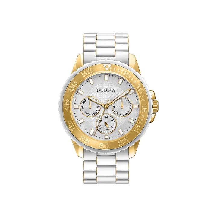 Bulova Womens White Dial White Stainless Steel Bracelet Watch 98n102