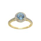 Genuine Blue Topaz And Lab-created White Sapphire 10k Yellow Gold Halo Ring