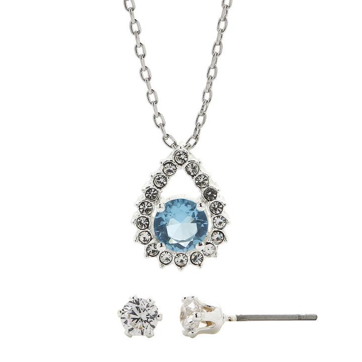 Sparkle Allure™ Cubic Zirconia And Blue Crystal Earring And Pendant Necklace Set