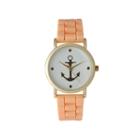Olivia Pratt Womens Gold Anchor Emblem Dial Coral Silicone Watch