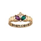 Personalized Anam Cara Claddagh Birthstone Engraved Ring